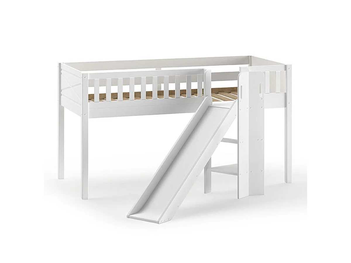 Lit Enfant Toboggan & Tente "Scott Caribian Pirates" 90x200cm Blanc