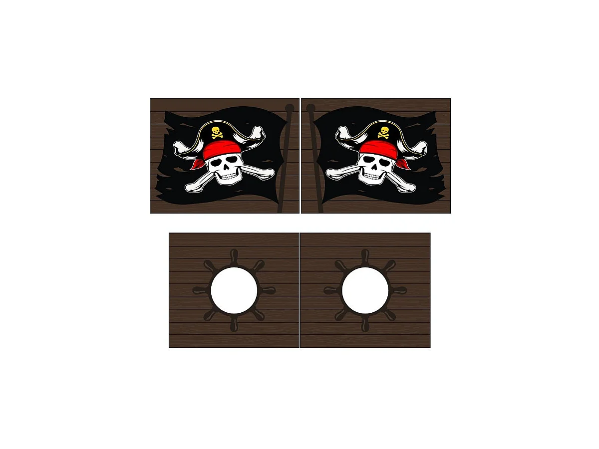 Lit Enfant Toboggan & Tente "Scott Caribian Pirates" 90x200cm Blanc