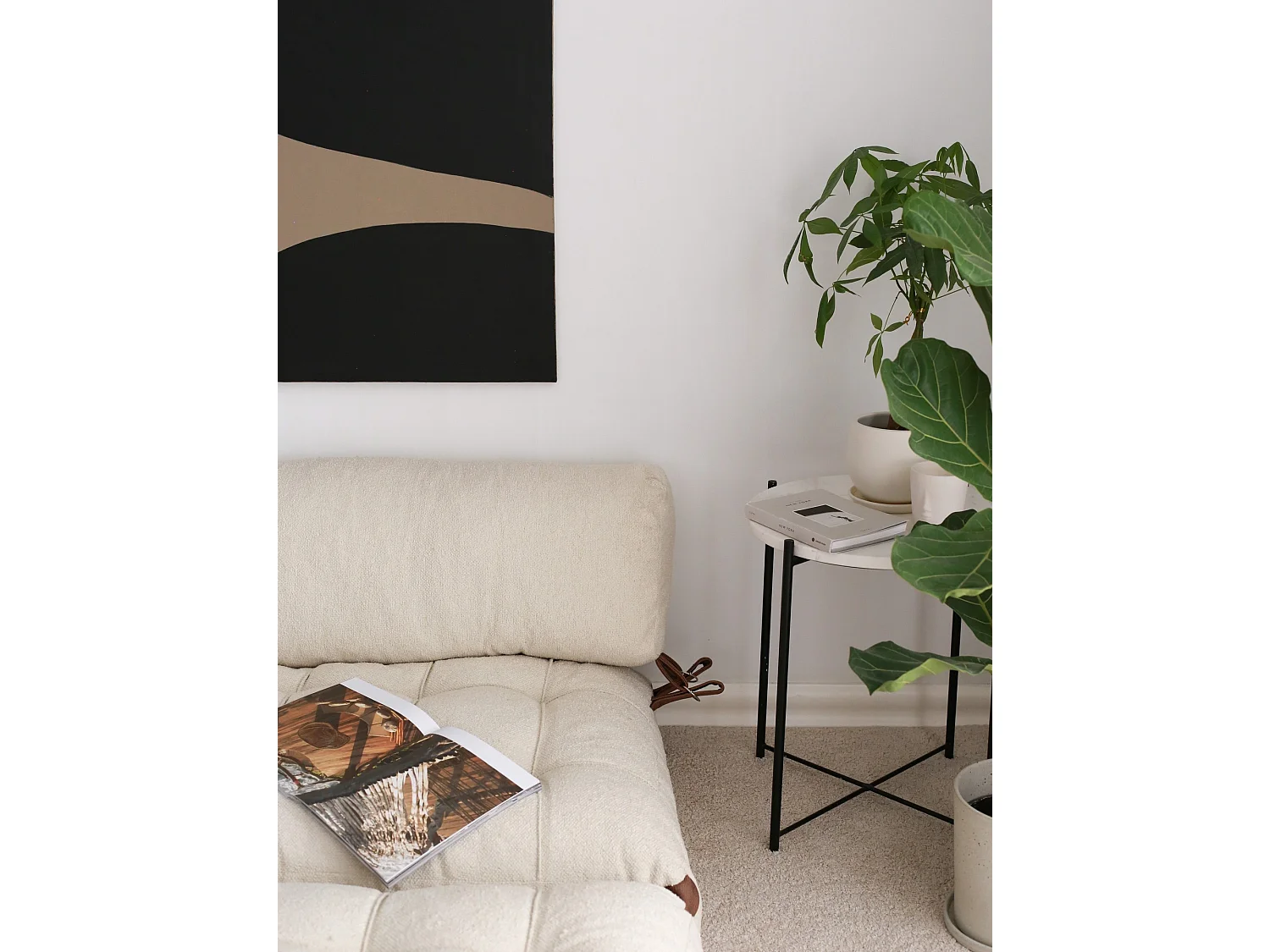 Canapé convertible 2 places en tissu crème 120x75x79 cm