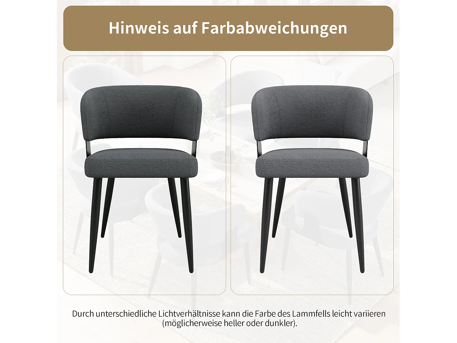 Esszimmerstuhl 2er-Set Flanellbezug Küchenstuhl mit Sitzkissen, Verstellbaren Füßen, Stützschrauben erreichen zur Höhenverstellfunktion