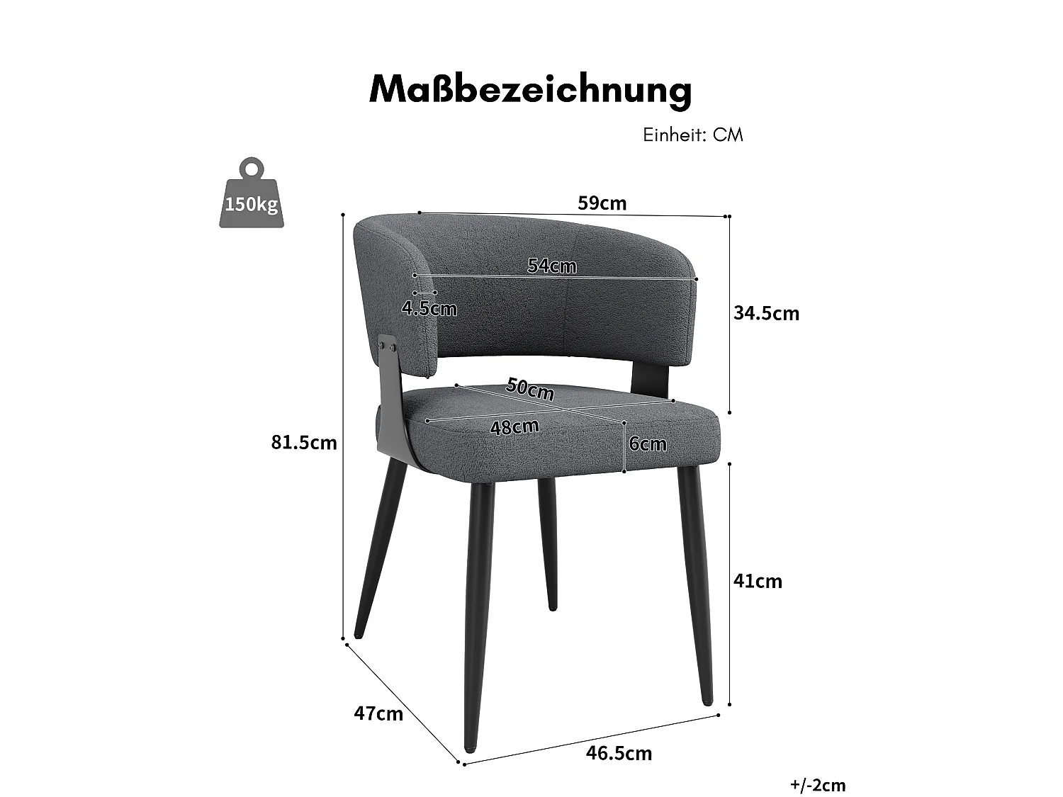 Esszimmerstuhl 2er-Set Flanellbezug Küchenstuhl mit Sitzkissen, Verstellbaren Füßen, Stützschrauben erreichen zur Höhenverstellfunktion