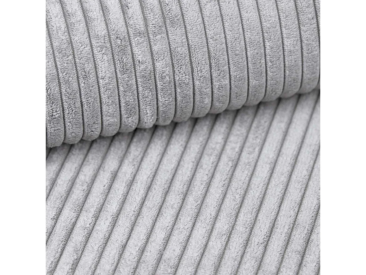 Couchgarnitur PARIS – Wohnlandschaft L-Form mit Schlaffunktion & Bettkasten Flauschiger Cord Stoff POSO Grau