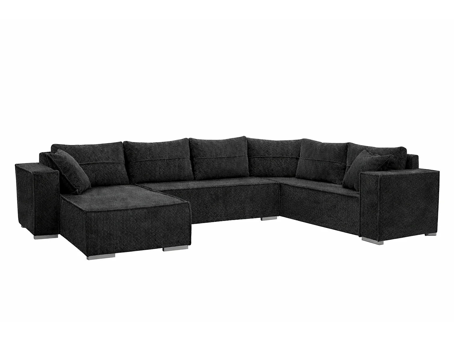 WOHNLANDSCHAFT STYLO U-Form mit Schlaffunktion Bettkasten Cordstoff Poso Anthrazit