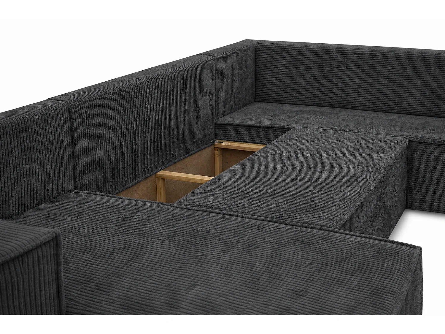 WOHNLANDSCHAFT STYLO U-Form mit Schlaffunktion Bettkasten Cordstoff Poso Anthrazit