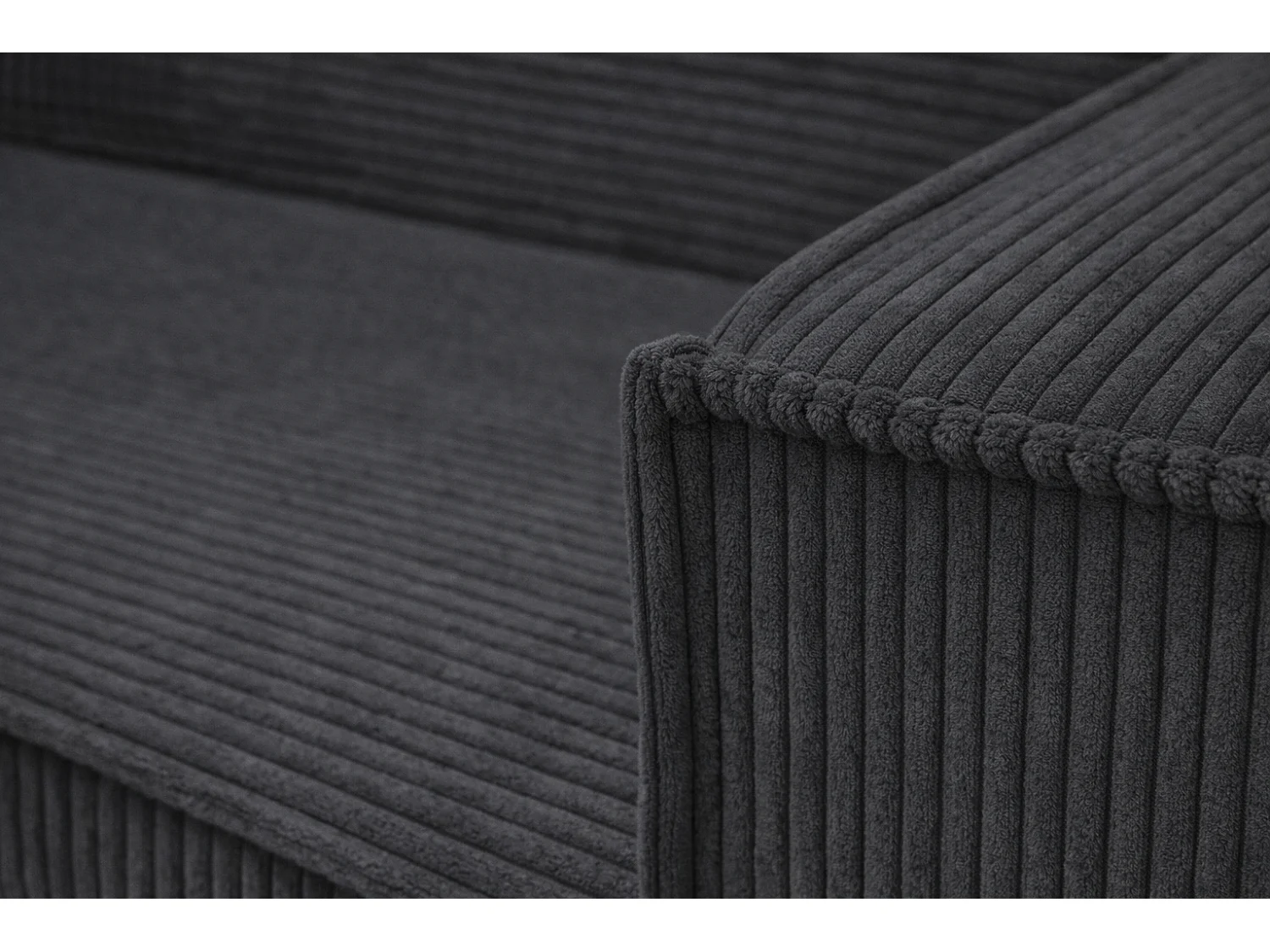 WOHNLANDSCHAFT STYLO U-Form mit Schlaffunktion Bettkasten Cordstoff Poso Anthrazit