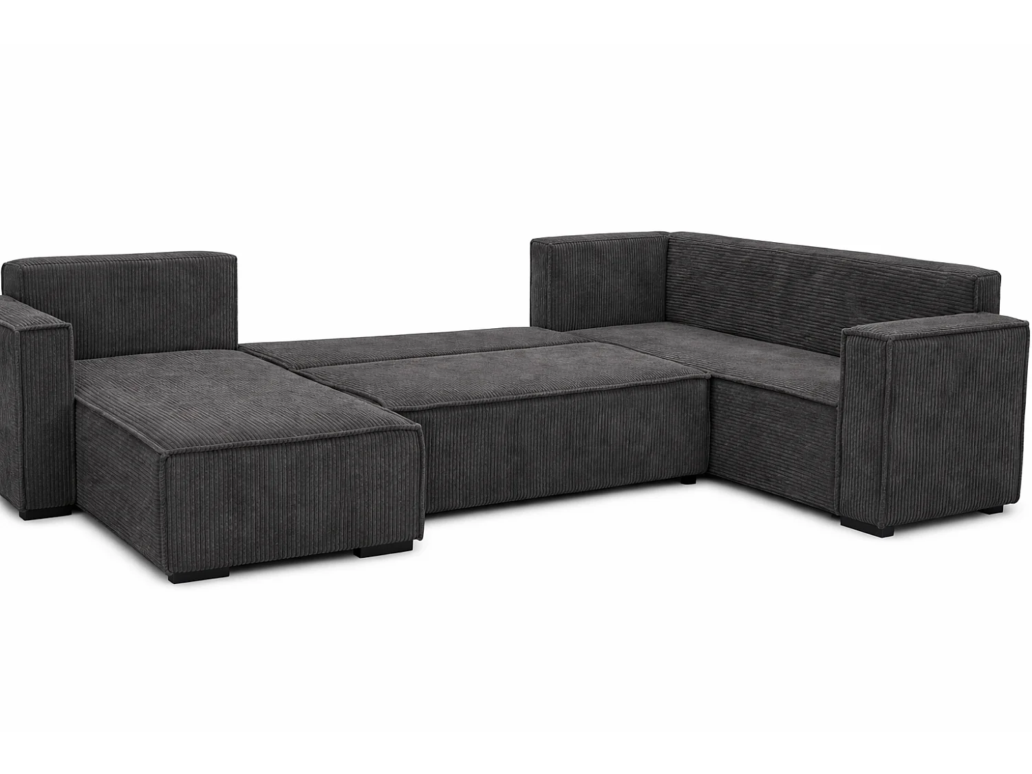 WOHNLANDSCHAFT STYLO U-Form mit Schlaffunktion Bettkasten Cordstoff Poso Anthrazit