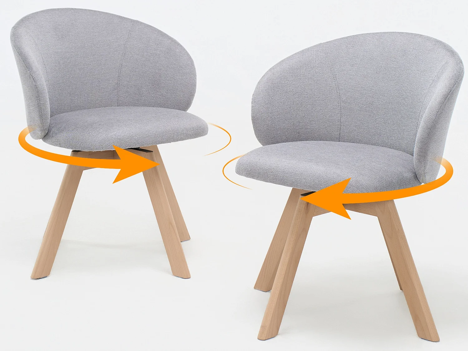 Moderne draaibare eetkamerstoelen set van 2 met stoffen bekleding en beuken poten