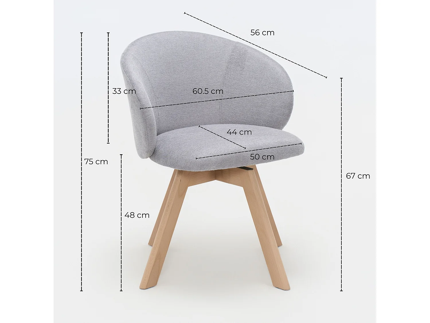 Moderne draaibare eetkamerstoelen set van 2 met stoffen bekleding en beuken poten