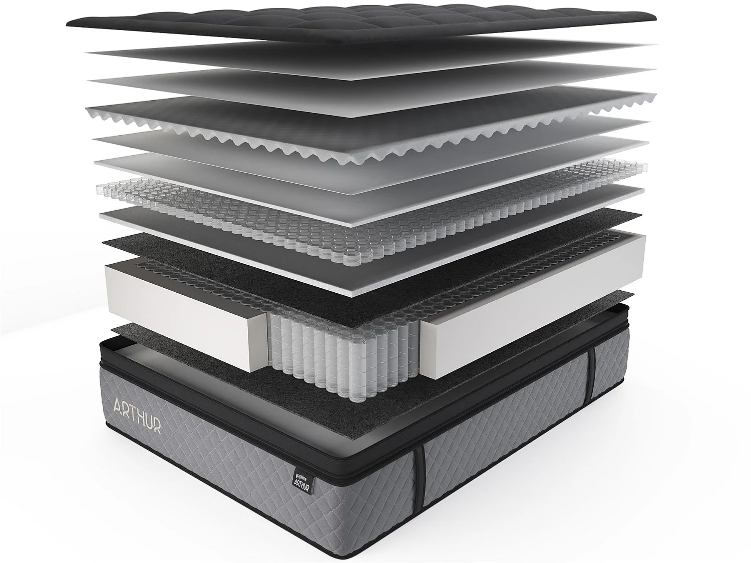 Arthur Sleep Graphite Arthur 3000 Hybrid Mattress - Medium - Super King