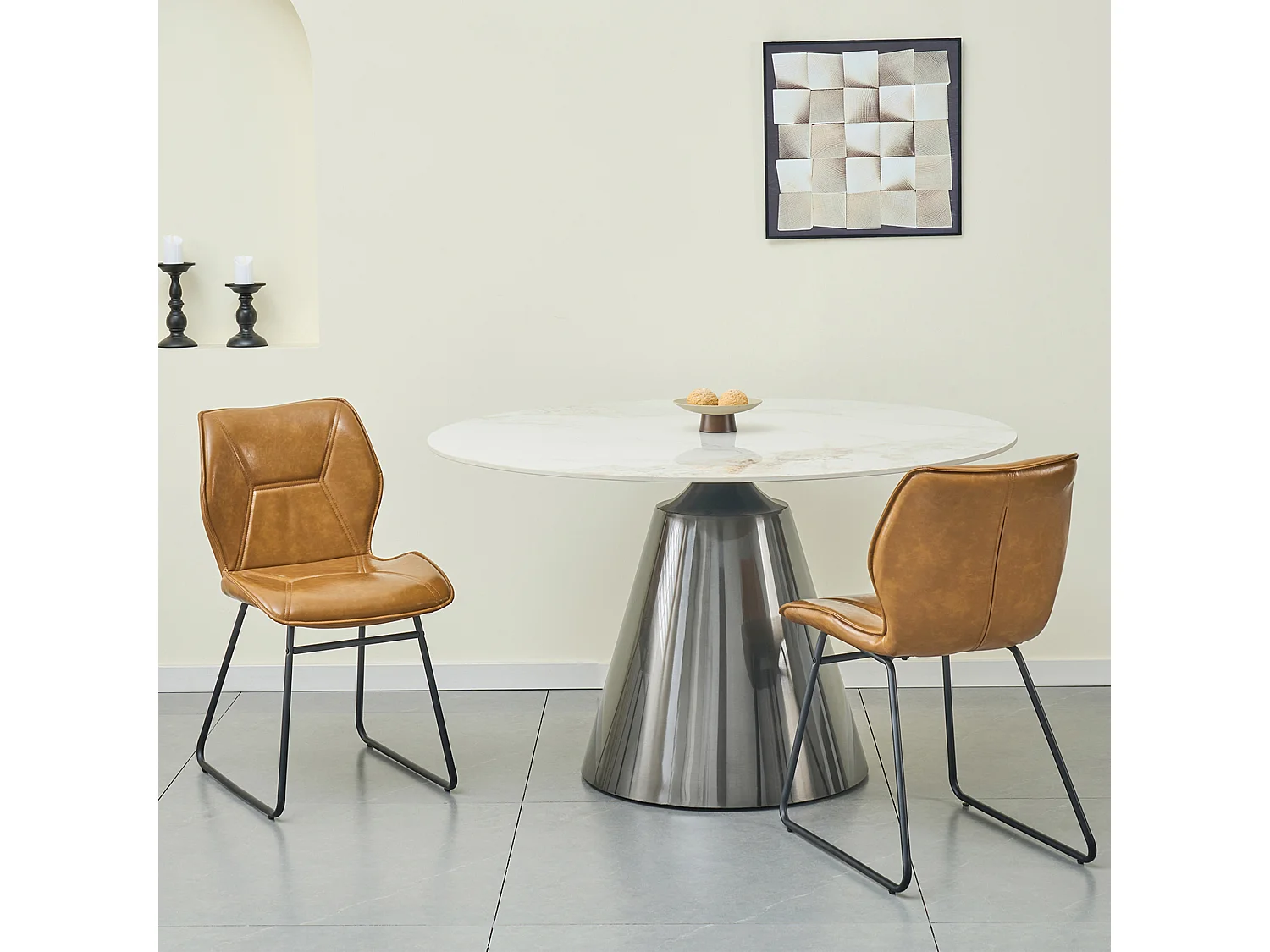 2er Set Esszimmerstühle aus Kunstleder, Moderner Küchenstuhl mit Metallgestell, Polsterstuhl im Industrial Design, Schalenstuhl für Wohnzimmer, Küche & Büro