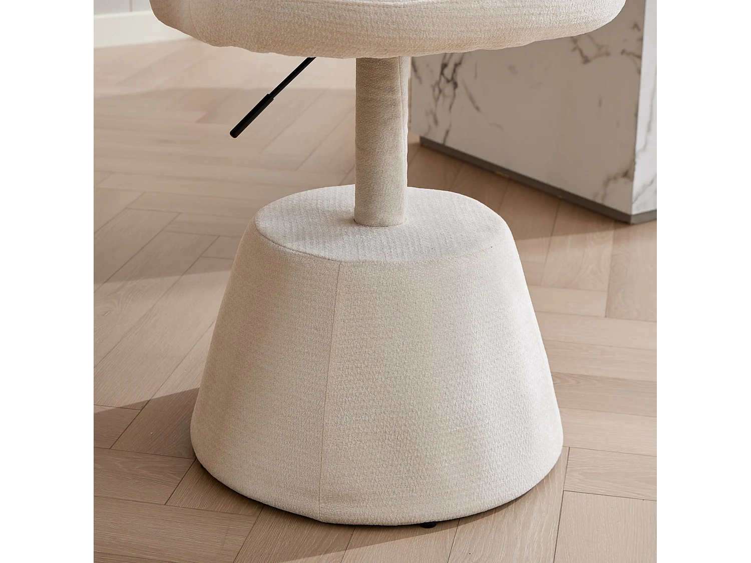 Chaise de coiffeuse réglable en hauteur avec tissu chenille et rotation 360 degrés
