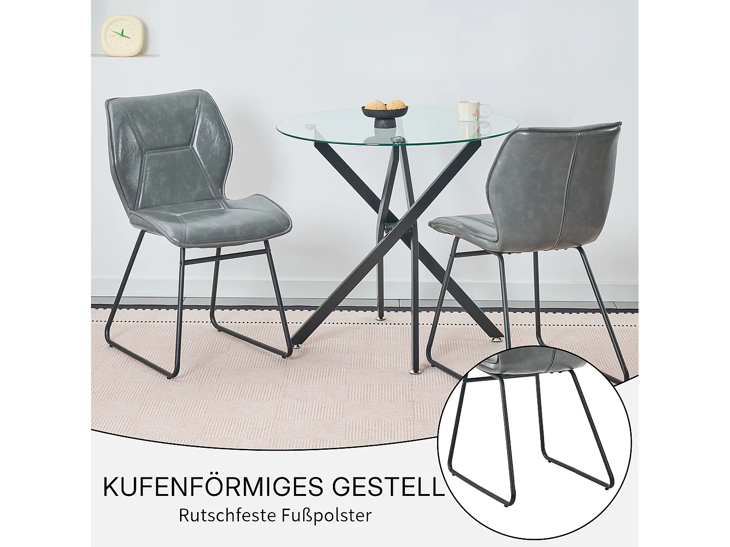 Ensemble de 2 Chaises de Salle à Manger Modernes en Similicuir avec Structure Métallique - Chaises Coquilles au Design Industriel pour la Maison & le Bureau