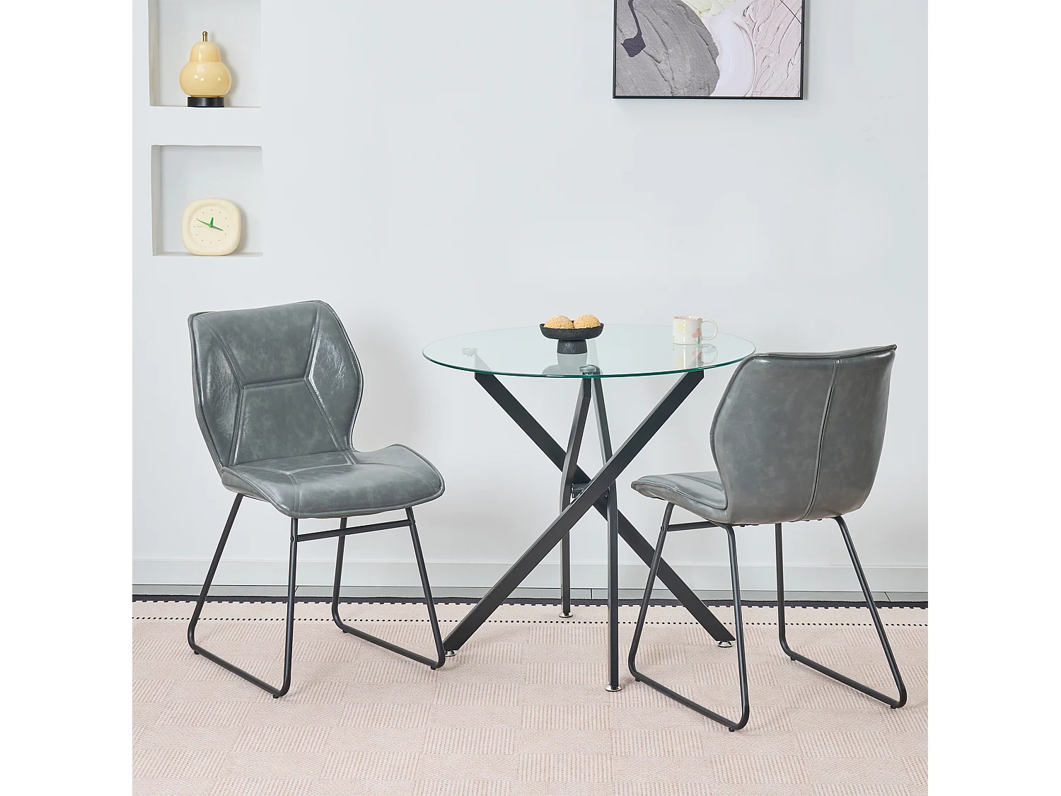 Ensemble de 2 Chaises de Salle à Manger Modernes en Similicuir avec Structure Métallique - Chaises Coquilles au Design Industriel pour la Maison & le Bureau