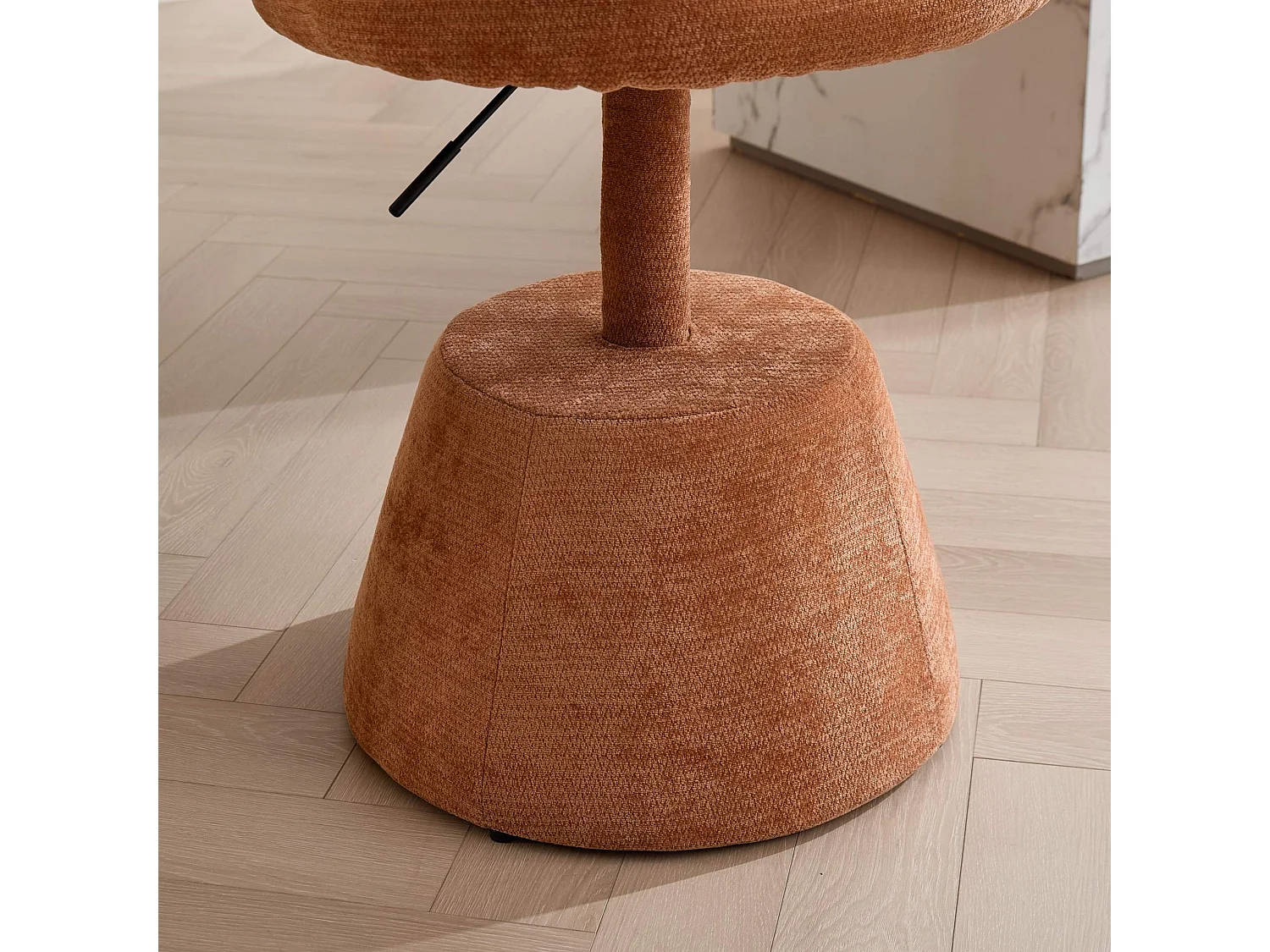 Chaise de coiffeuse réglable en hauteur avec tissu chenille et rotation 360 degrés