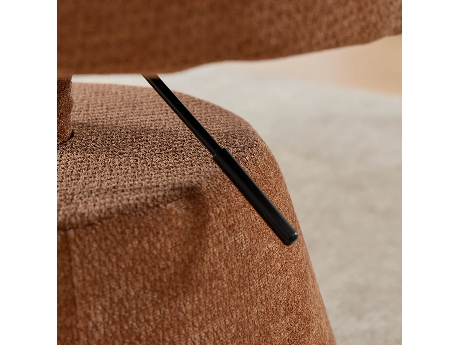 Chaise de coiffeuse réglable en hauteur avec tissu chenille et rotation 360 degrés