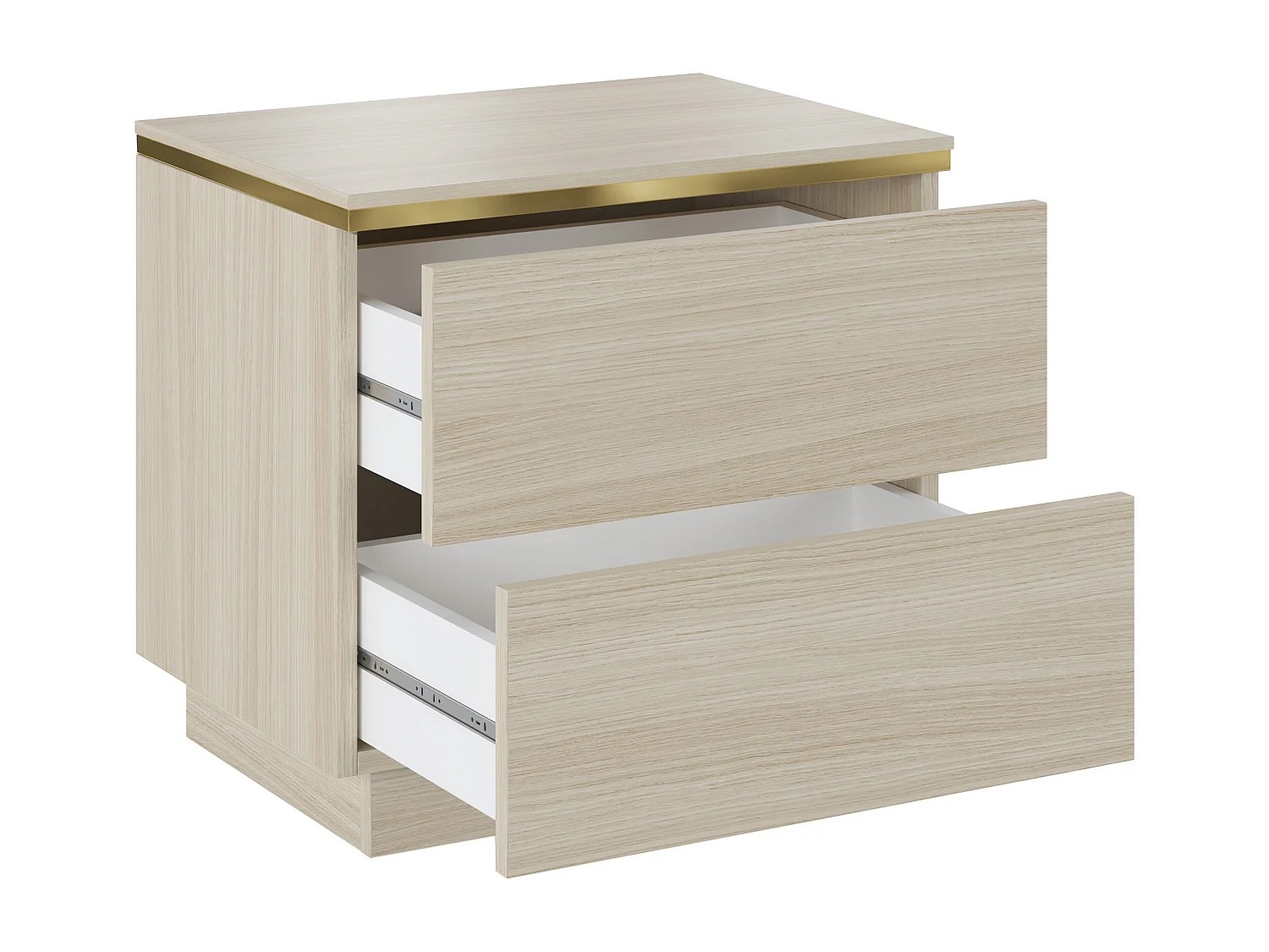 Lot de 2 tables de chevet avec 2 tiroirs – Coloris : Naturel et doré - VUKIA