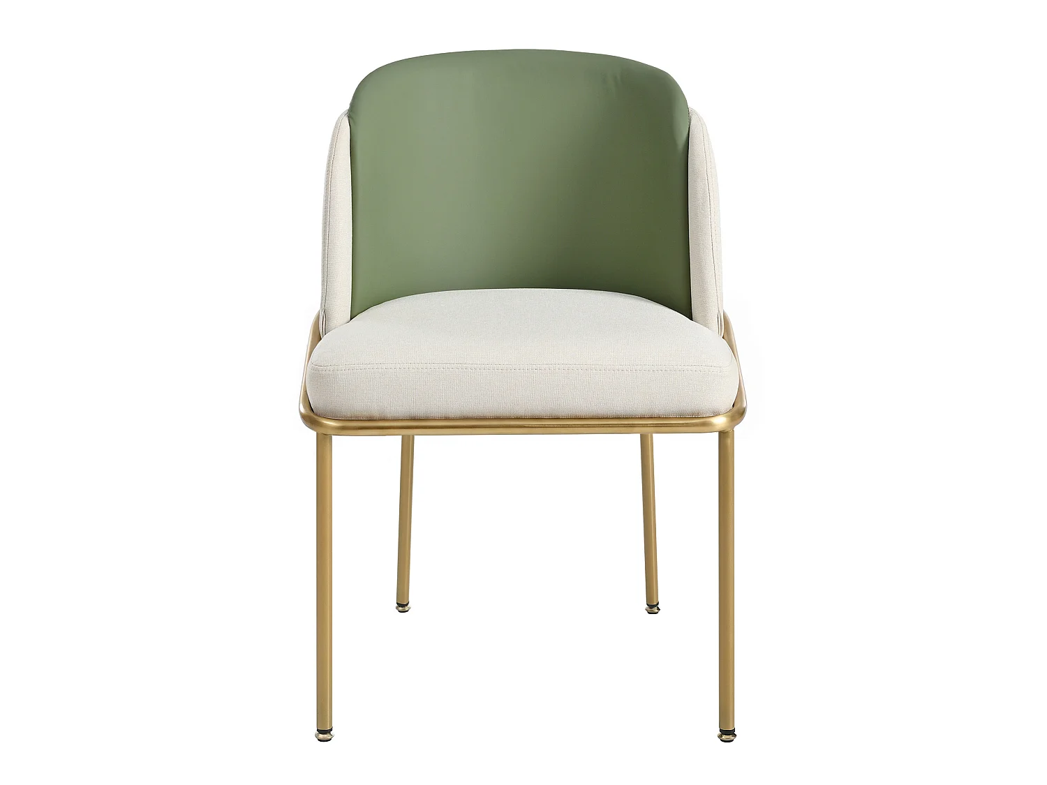 Set van 2 stoelen met gouden metalen poten - Groen kunstleer en beige stof
