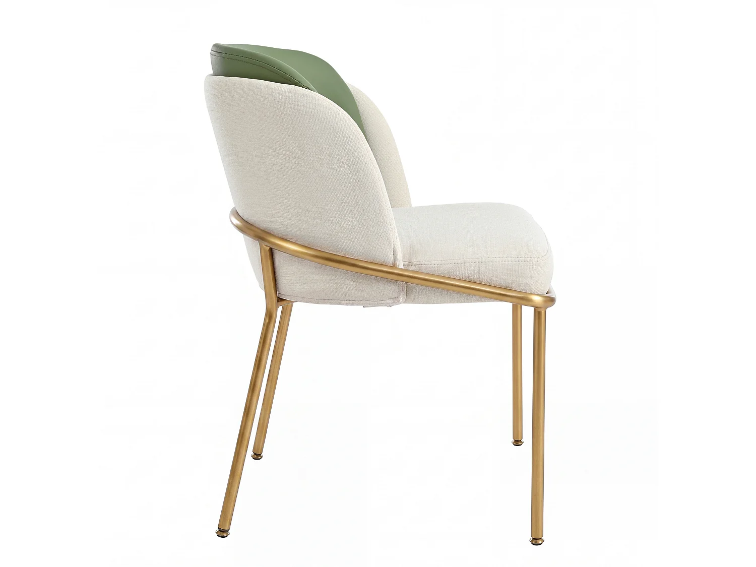 Set van 2 stoelen met gouden metalen poten - Groen kunstleer en beige stof