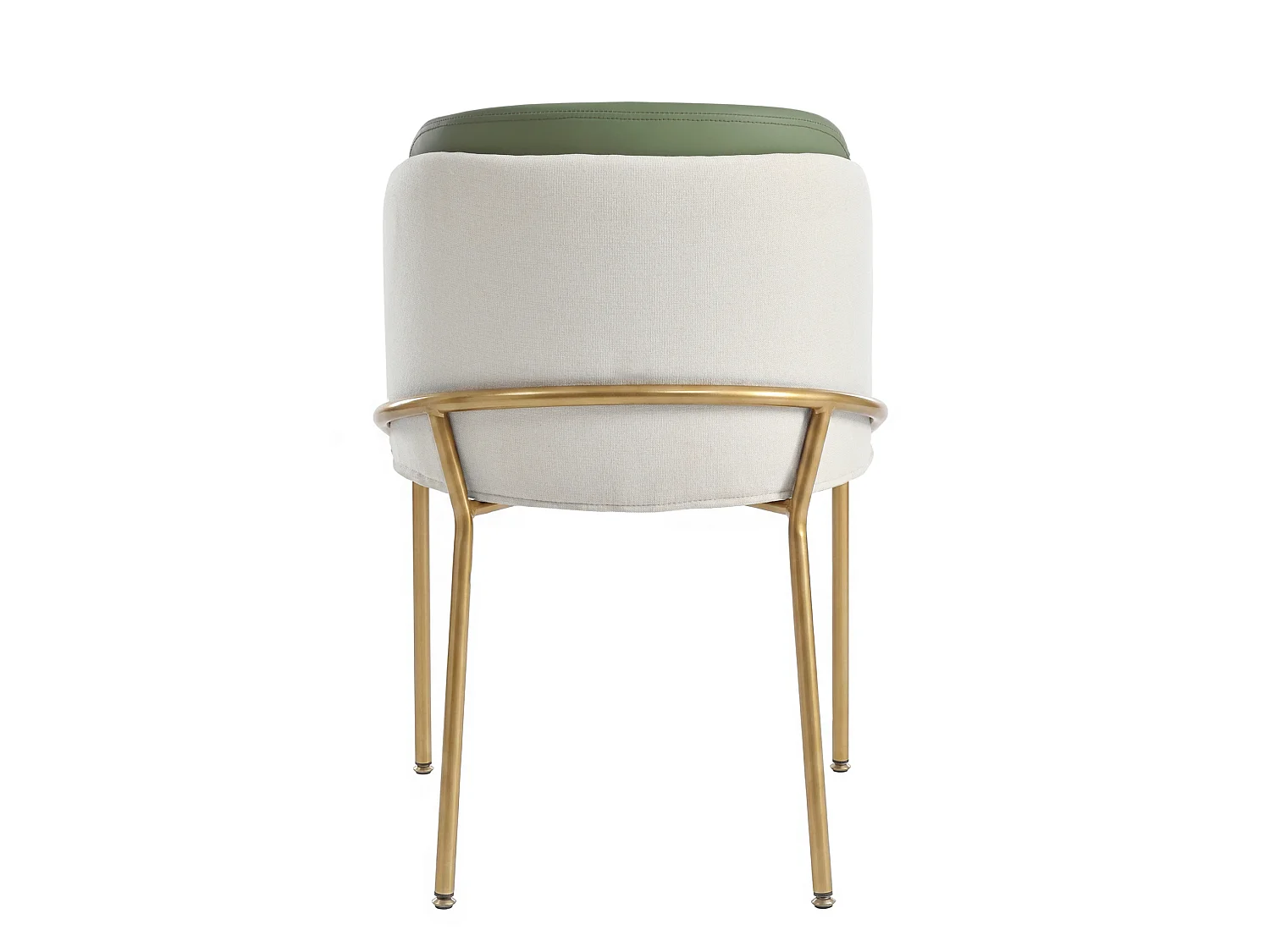 Set van 2 stoelen met gouden metalen poten - Groen kunstleer en beige stof