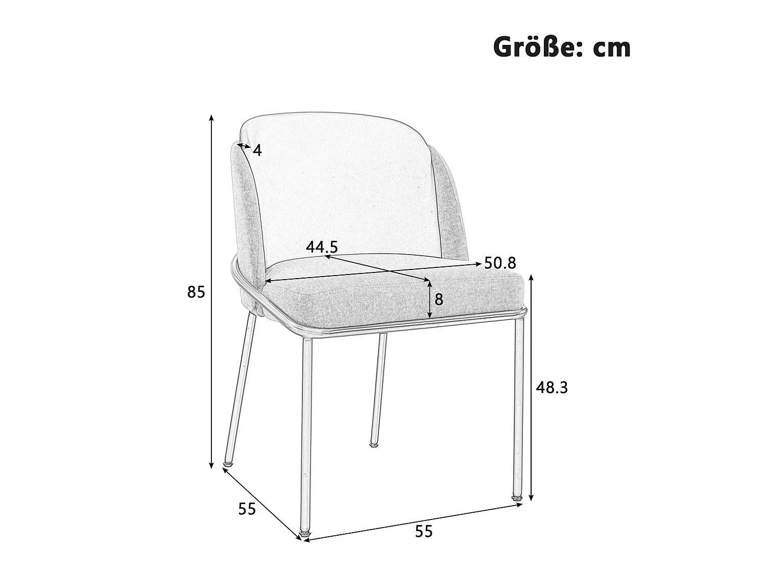 Set van 4 stoelen met gouden metalen poten - Groen kunstleer en beige stof