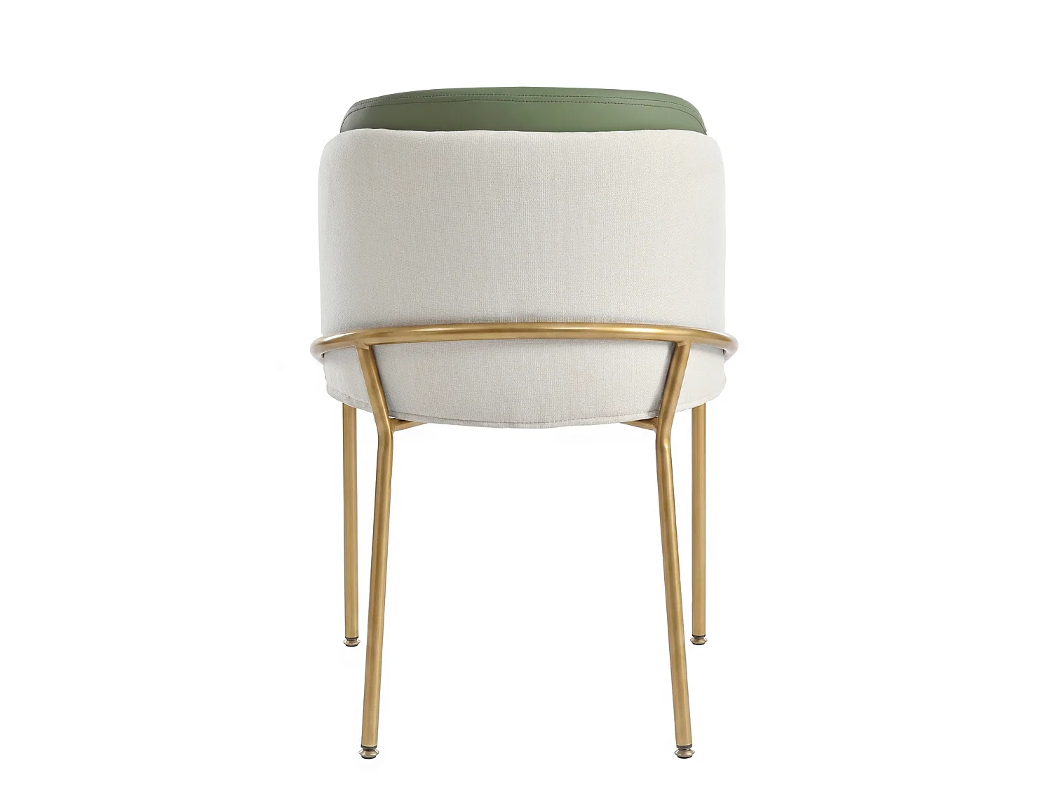 Set van 4 stoelen met gouden metalen poten - Groen kunstleer en beige stof