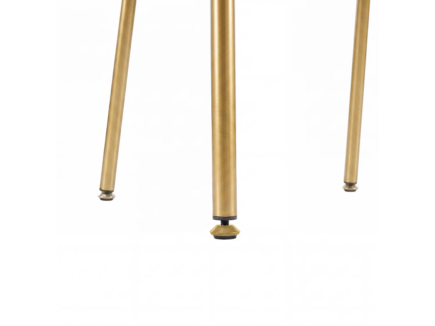 Set van 4 stoelen met gouden metalen poten - Groen kunstleer en beige stof
