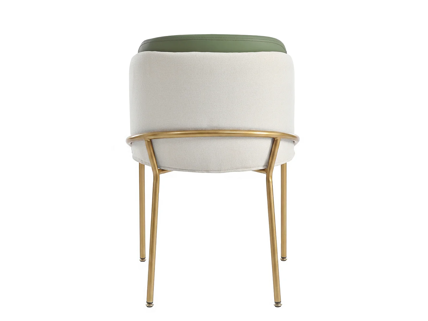 Set van 6 stoelen met gouden metalen poten - Groen kunstleer en beige stof