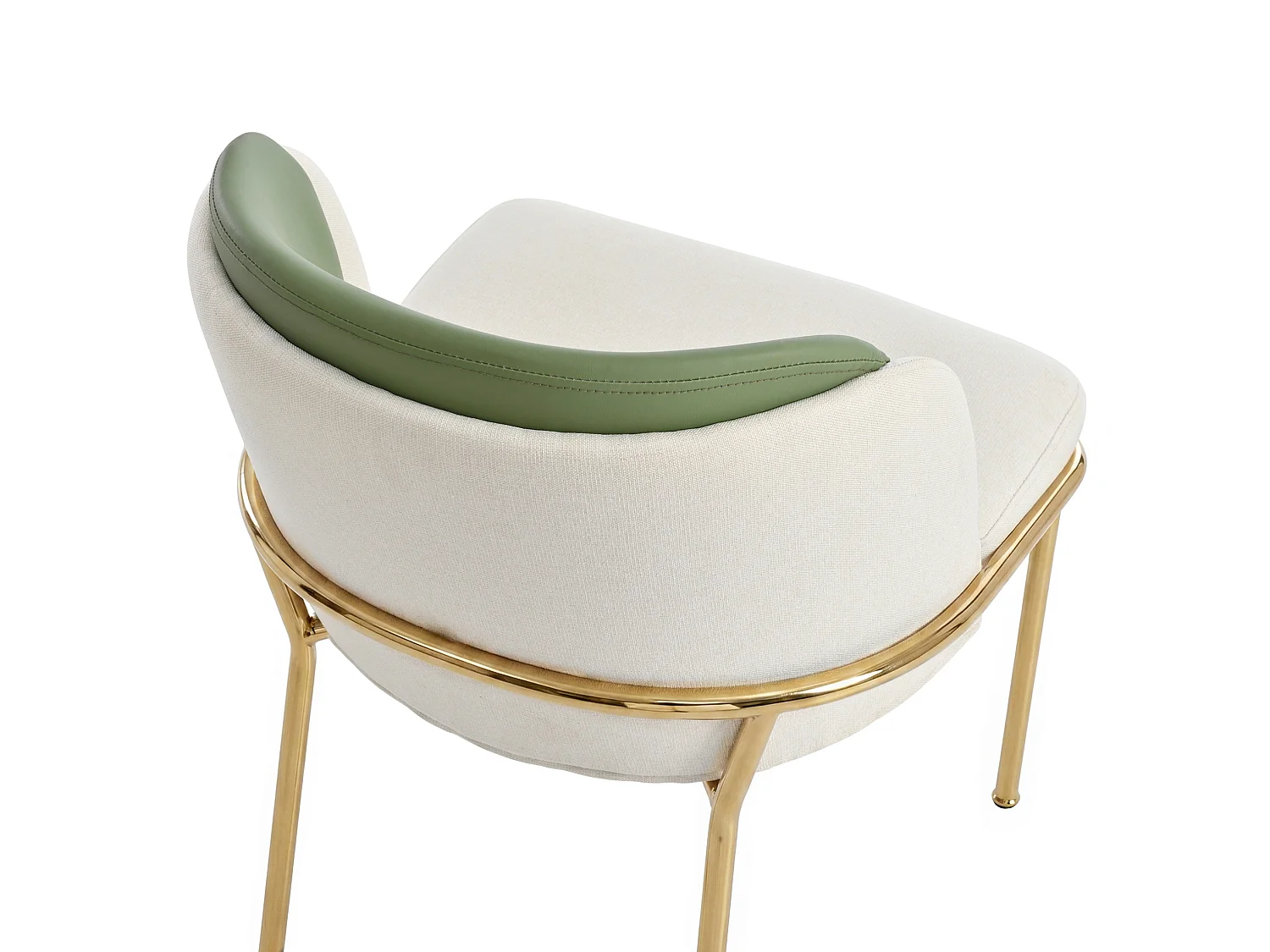 Set van 6 stoelen met gouden metalen poten - Groen kunstleer en beige stof