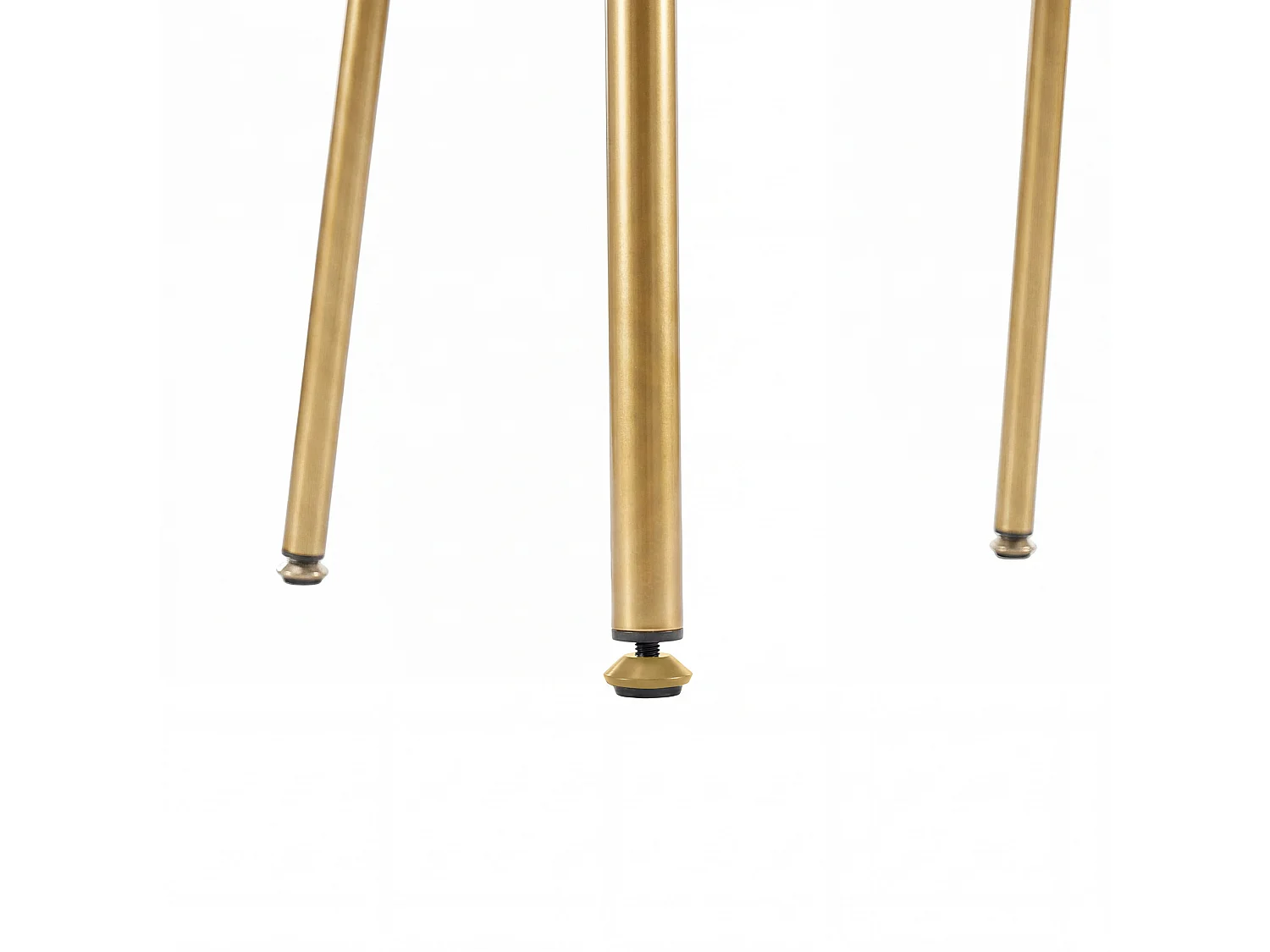 Set van 6 stoelen met gouden metalen poten - Groen kunstleer en beige stof