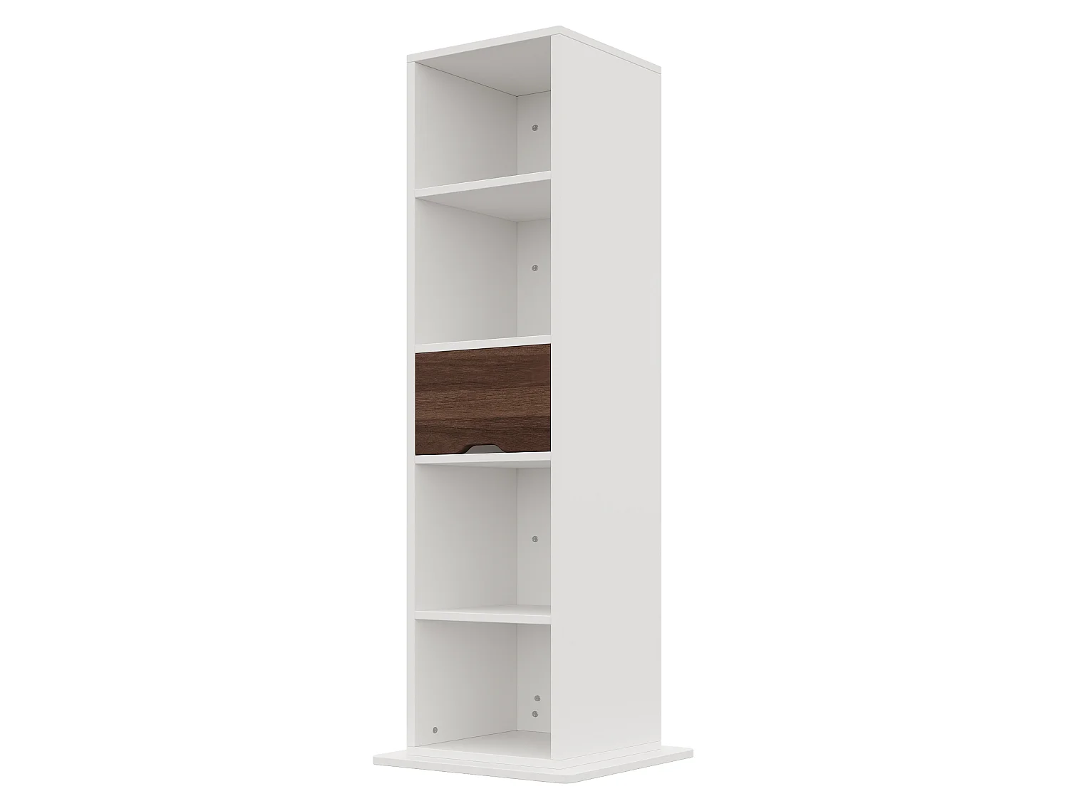 Vitrine pivotante 45×45×168 cm - Miroir pleine longueur - Avec 1 tiroir et étagères ouvertes - MDF - Blanc