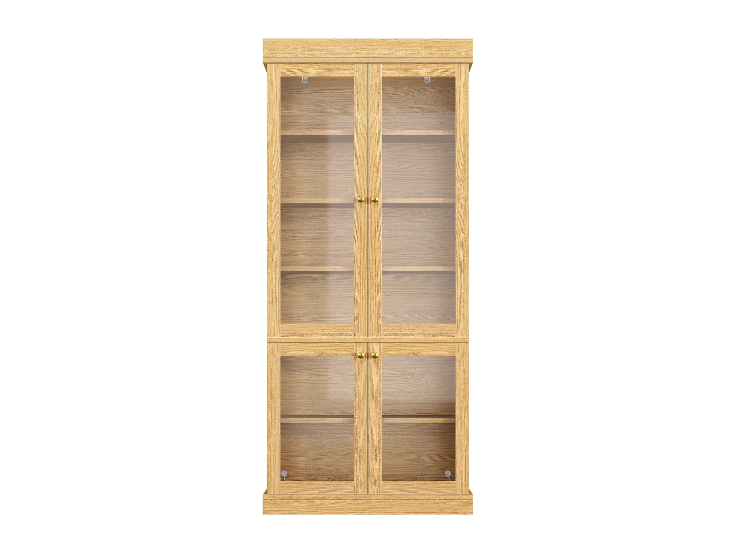Vitrine haute 80x40x180 cm avec LED et 4 portes verre - Couleur bois
