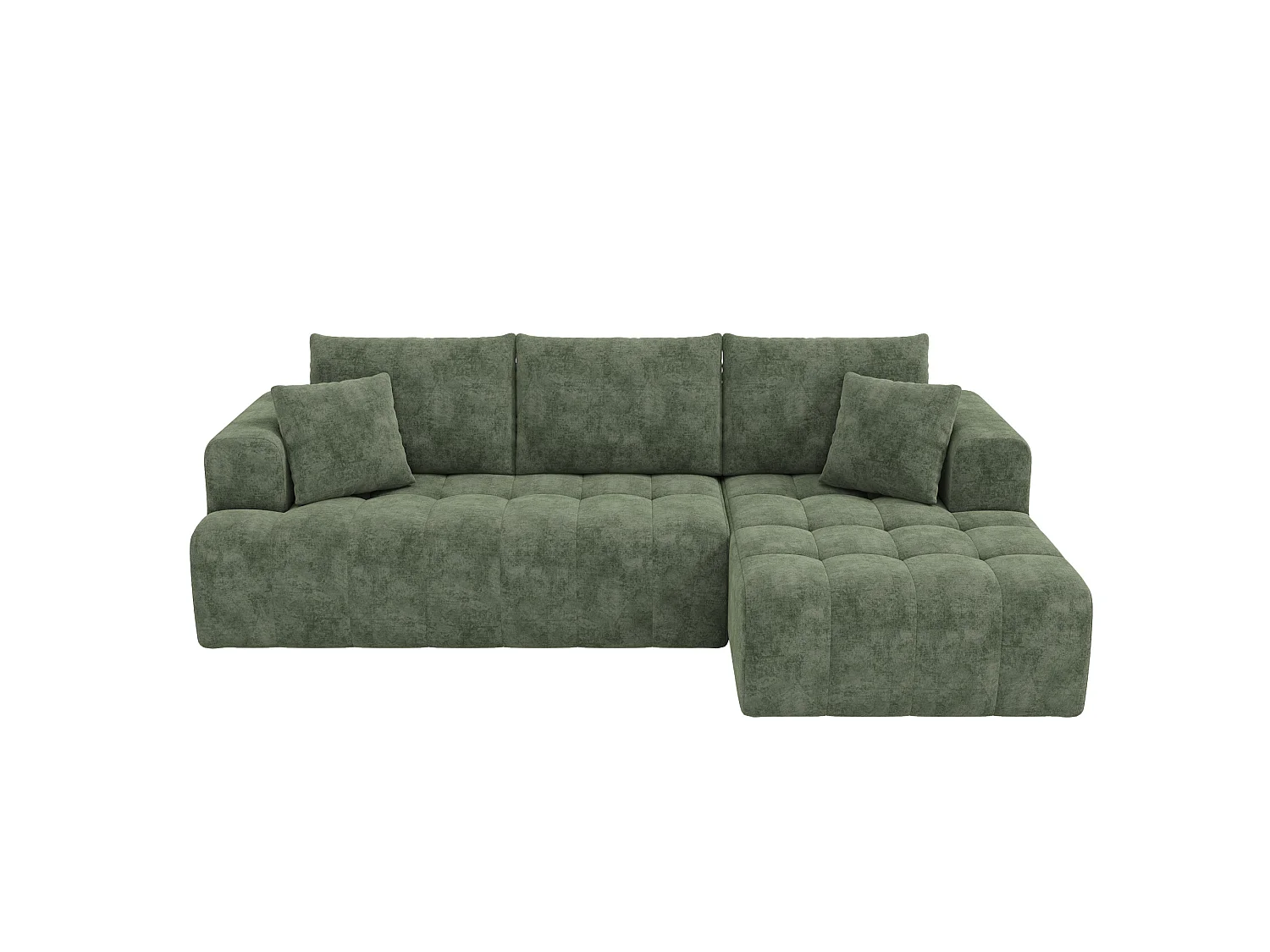 Modulaire hoekbank met 3 zitplaatsen in chenille - Geen montage nodig - Groen