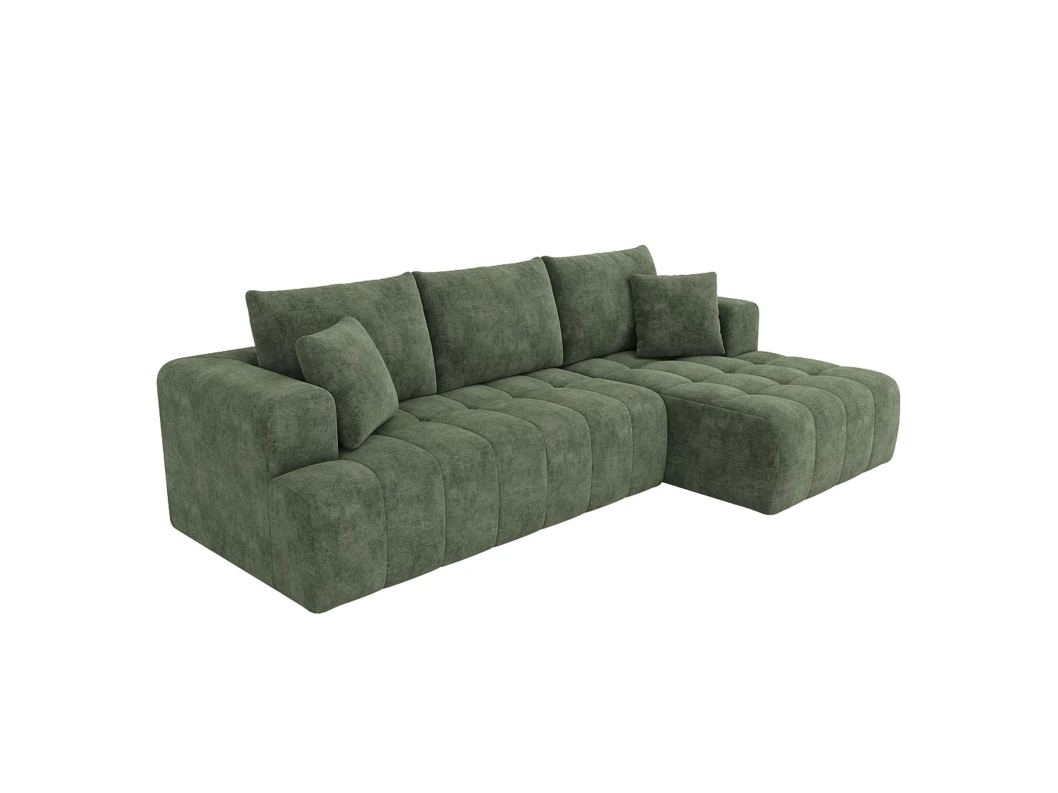 Modulaire hoekbank met 3 zitplaatsen in chenille - Geen montage nodig - Groen