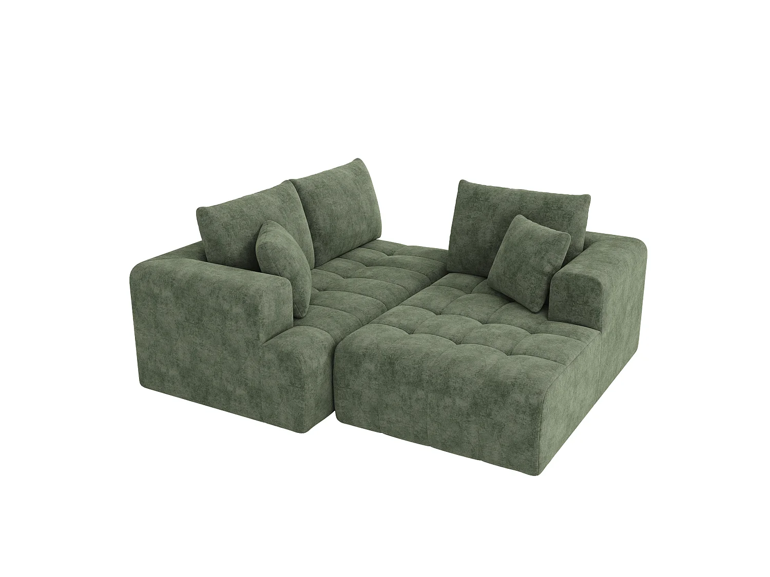 Modulaire hoekbank met 3 zitplaatsen in chenille - Geen montage nodig - Groen