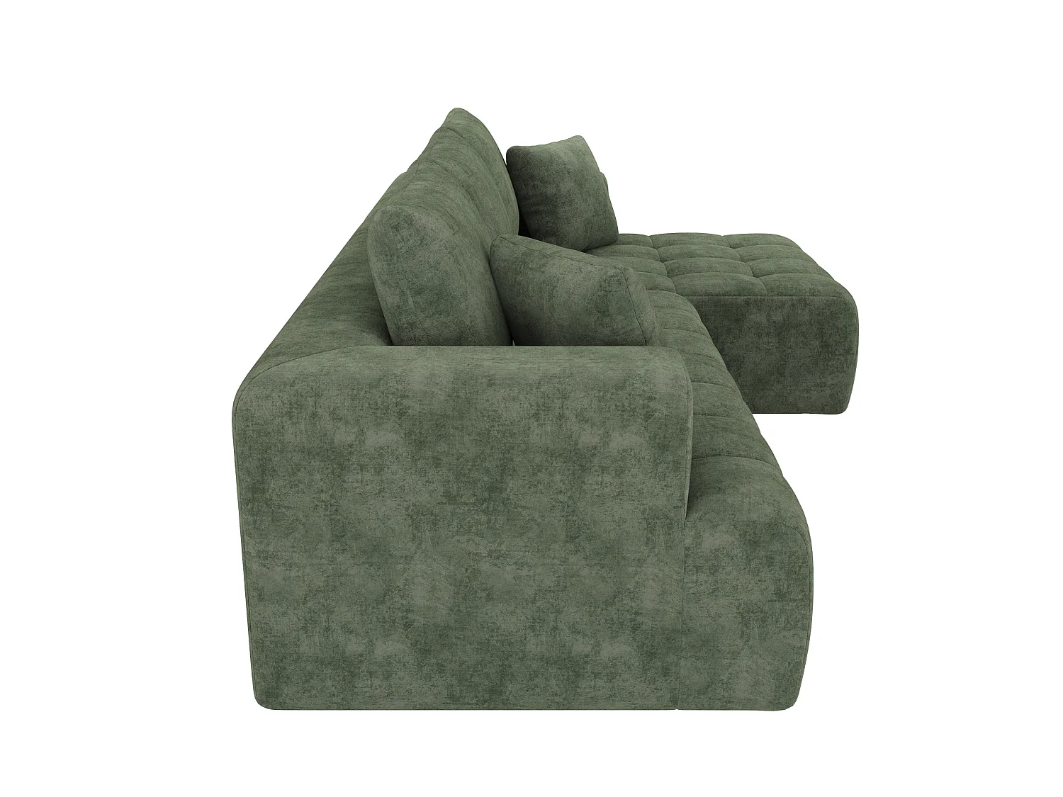 Modulaire hoekbank met 3 zitplaatsen in chenille - Geen montage nodig - Groen