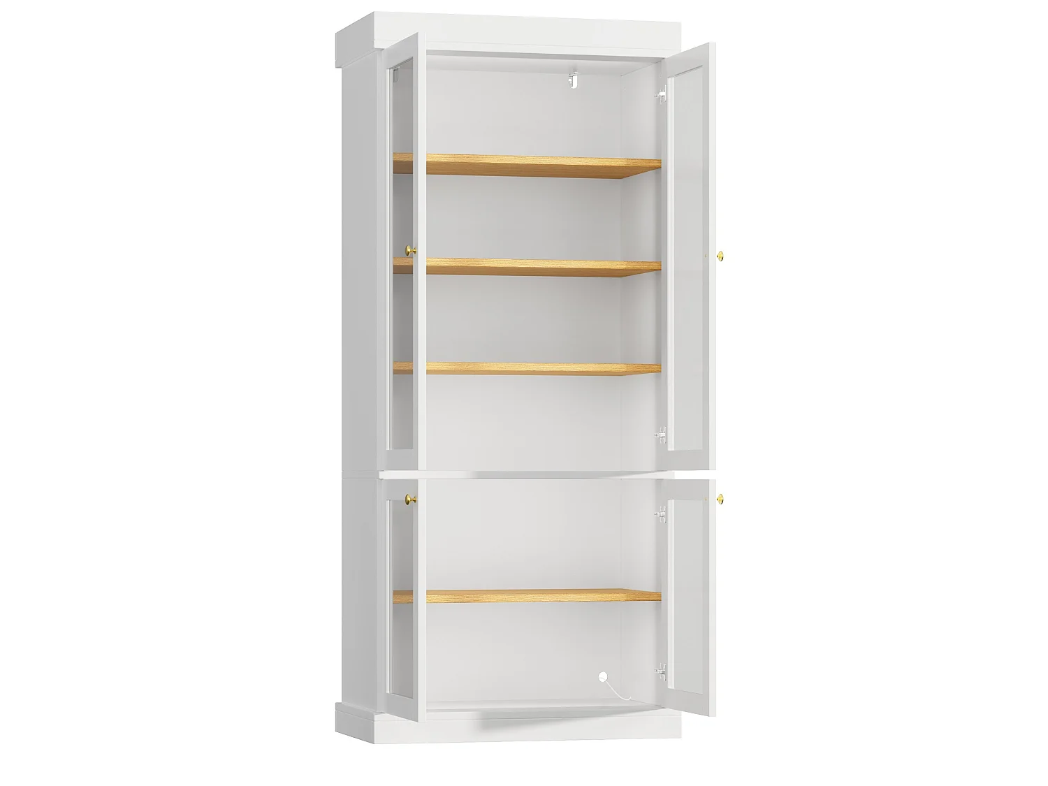 Vitrine haute 80x40x180 cm avec LED et 4 portes verre - Blanc
