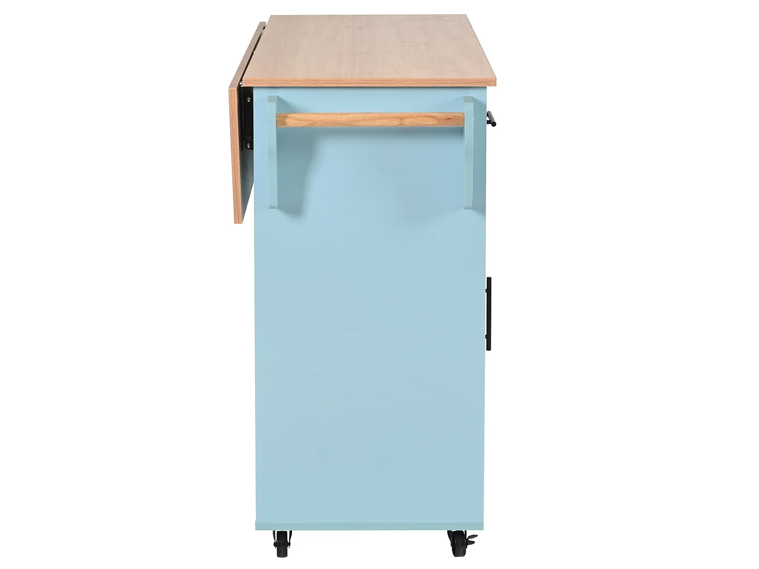 Îlot de cuisine 139 x 46(71) cm sur roulettes avec 2 portes et 3 tiroirs - Bleu