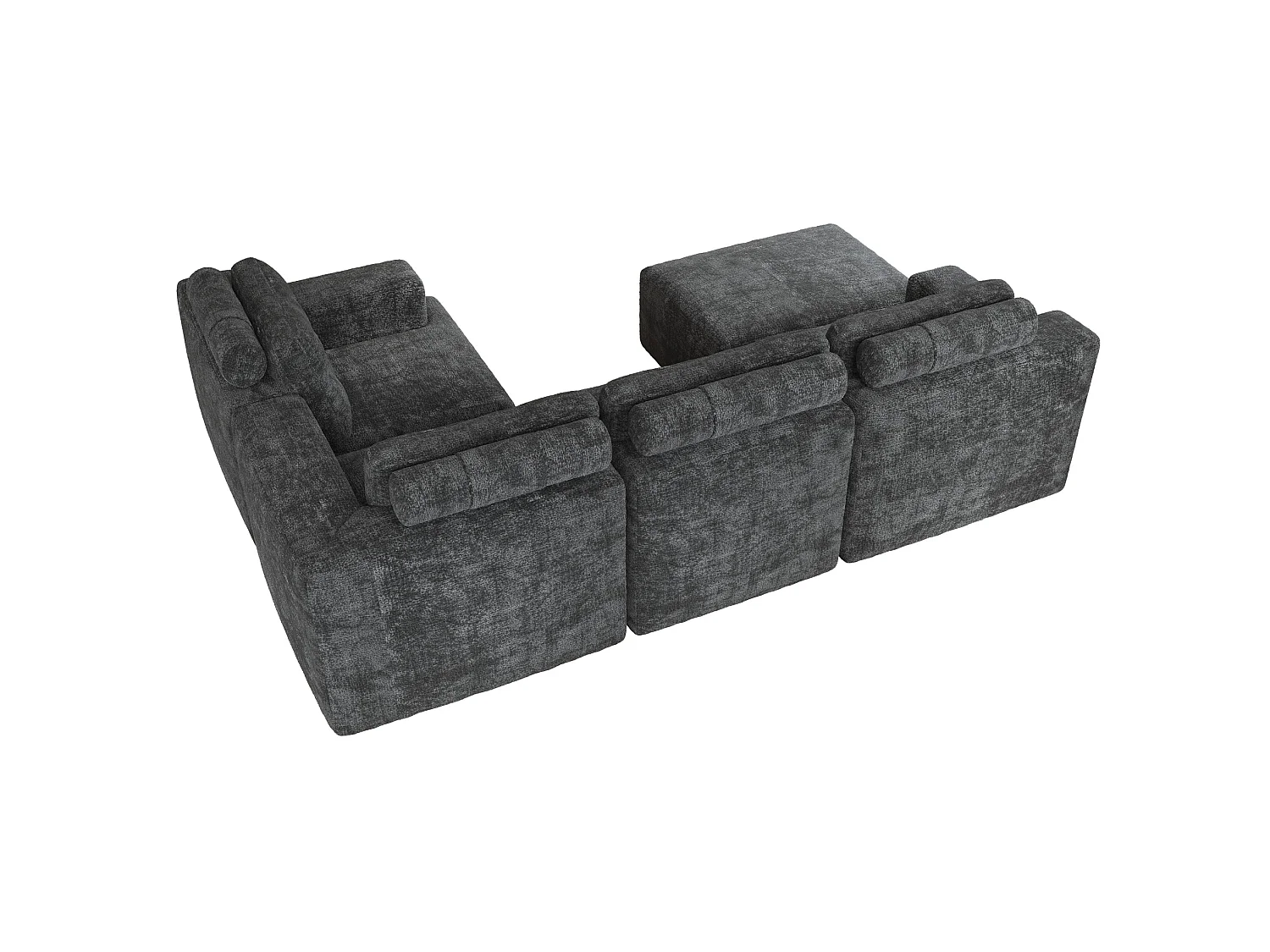 Modulaire 5-zits hoekbank in chenille met poef, geen montage nodig - Grijs