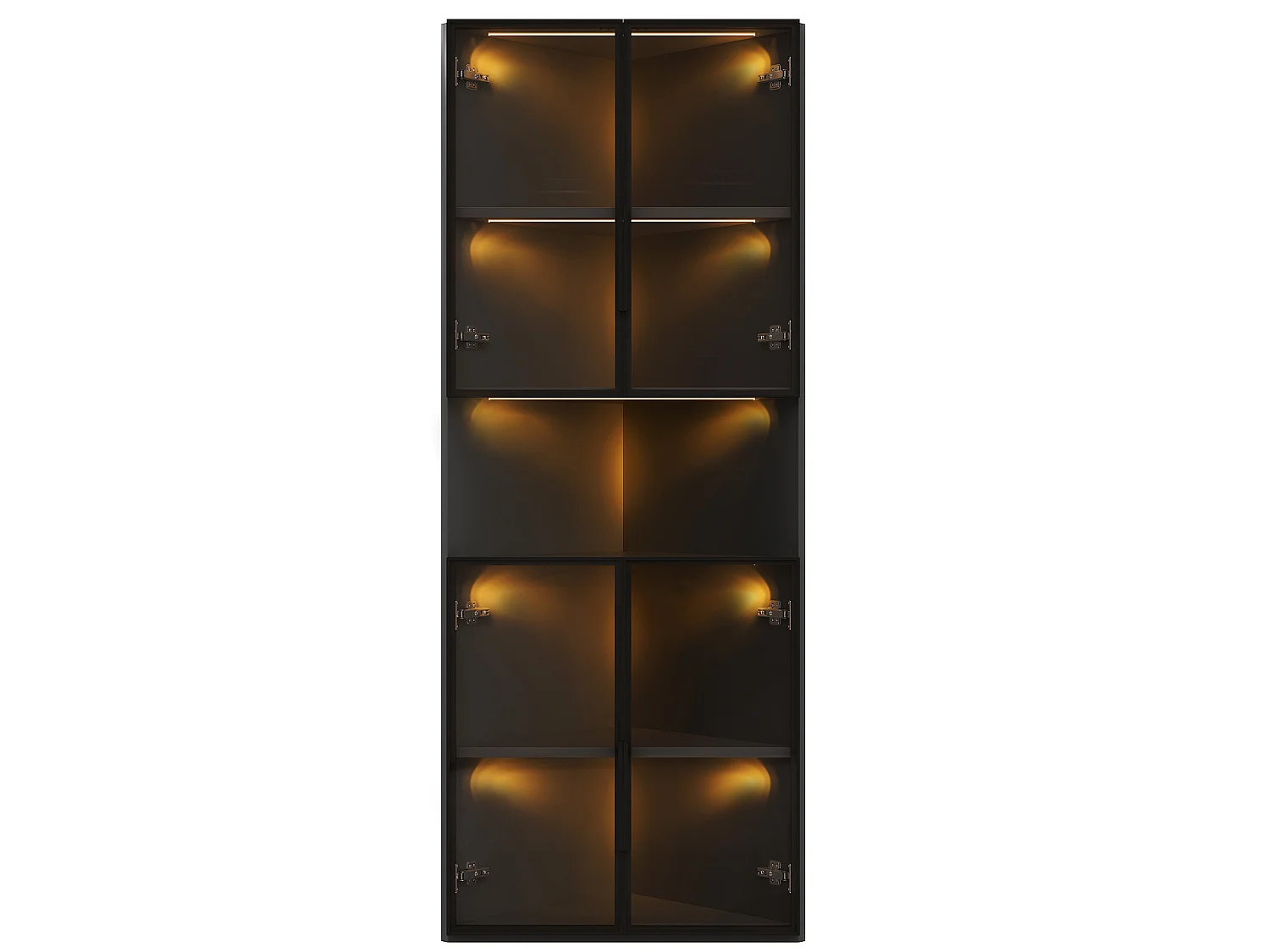 Vitrine d'angle triangulaire 62 x 32 x 160 cm avec LED et portes en verre - Noir