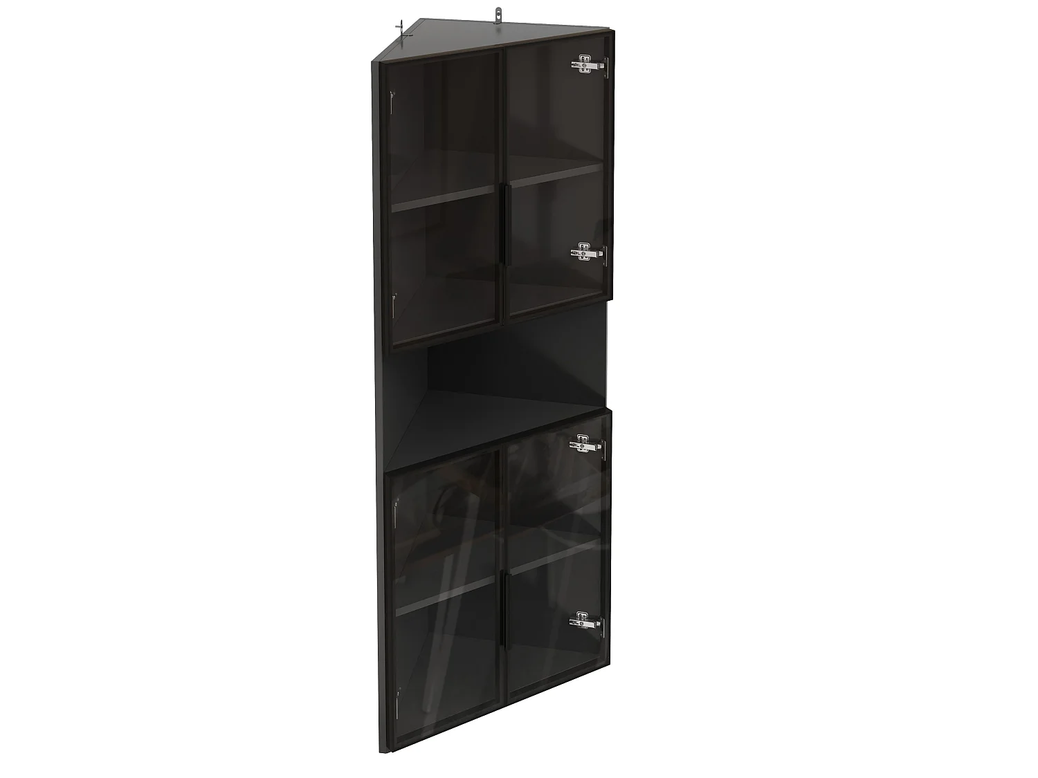 Vitrine d'angle triangulaire 62 x 32 x 160 cm avec LED et portes en verre - Noir