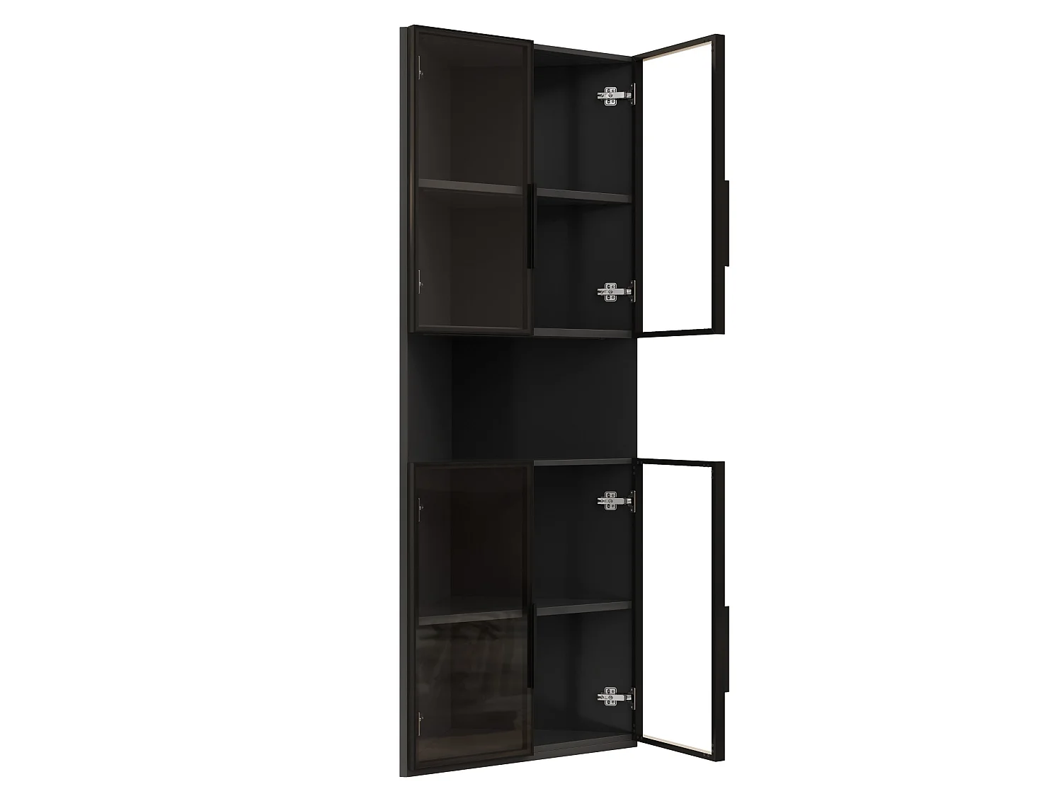 Vitrine d'angle triangulaire 62 x 32 x 160 cm avec LED et portes en verre - Noir