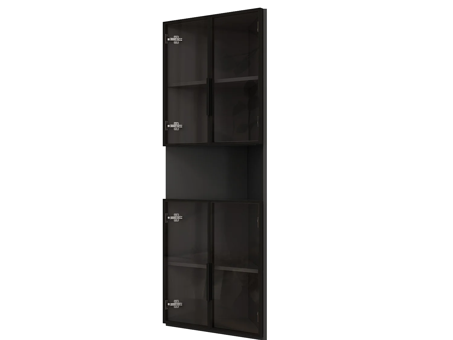 Vitrine d'angle triangulaire 62 x 32 x 160 cm avec LED et portes en verre - Noir