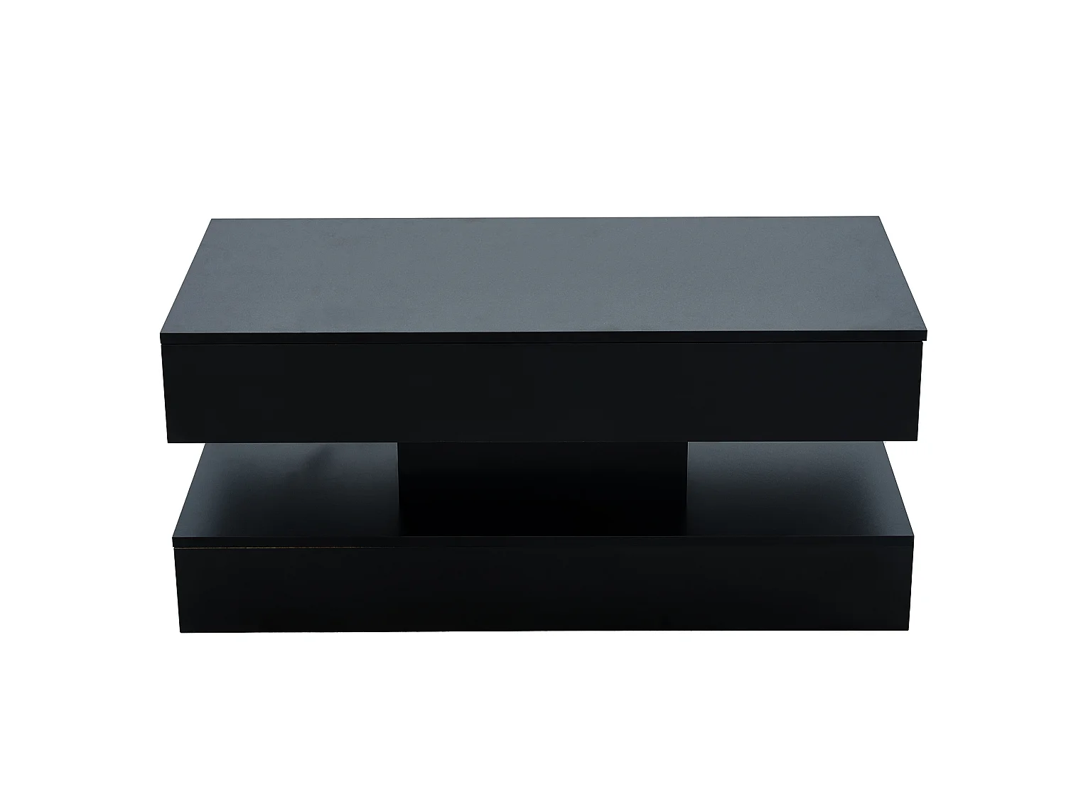 Table basse relevable avec prise, LED et rangement caché - Noir