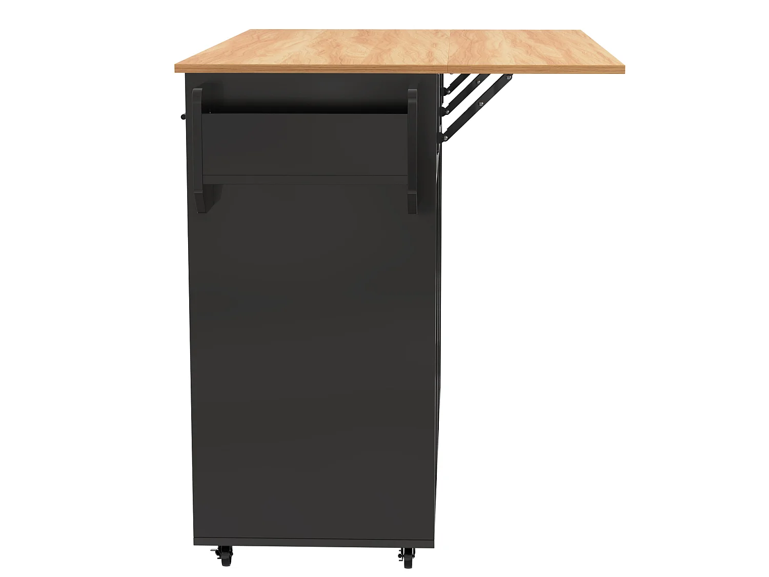 Îlot de cuisine 139 x 46(71) cm sur roulettes avec 2 portes et 3 tiroirs - Noir