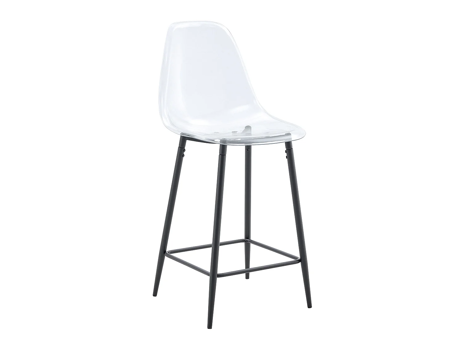Lot de 2 tabourets de bar transparents avec structure métallique noire