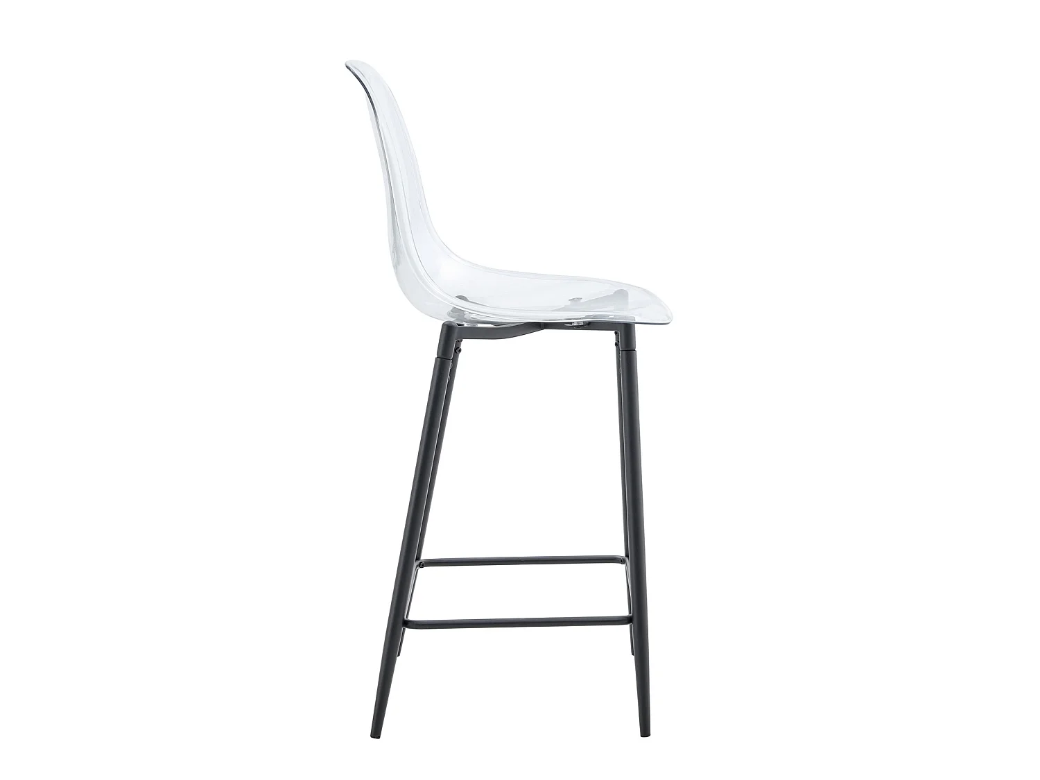 Lot de 2 tabourets de bar transparents avec structure métallique noire