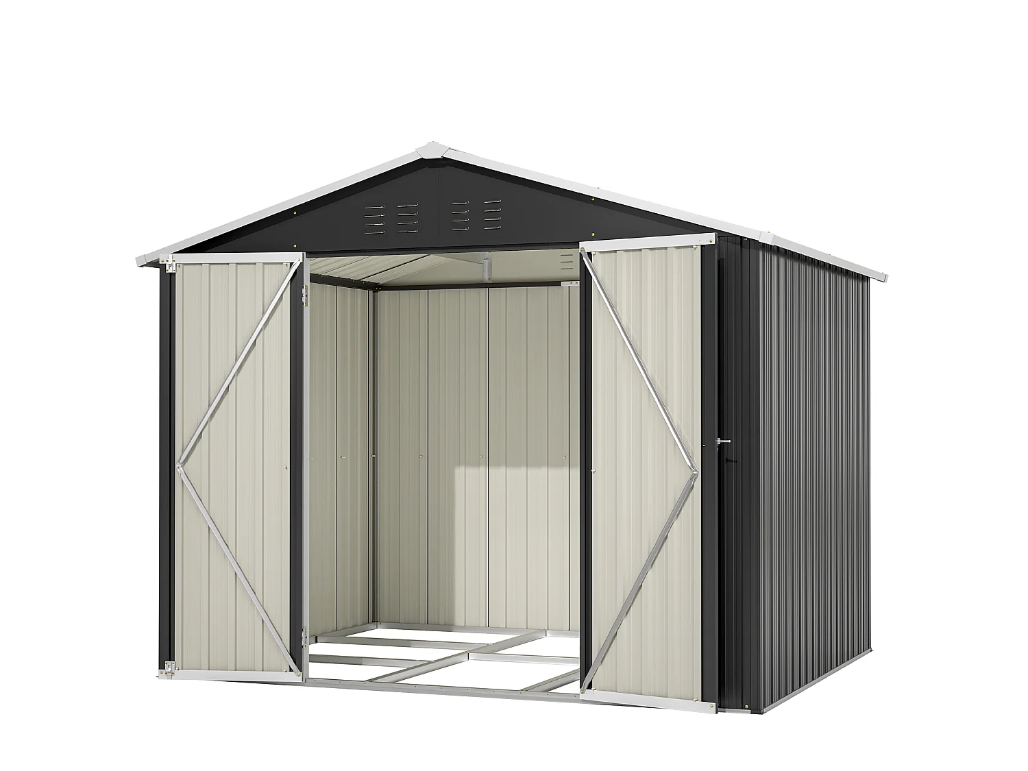 4,13 m² Metalen tuinschuur met schuifdeur en 4 ventilatieopeningen - Grijs