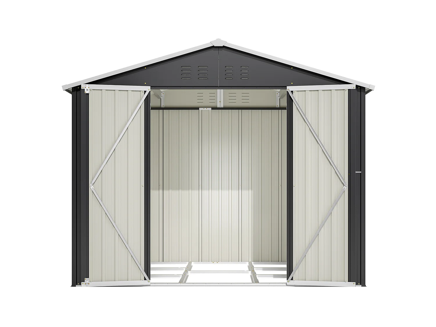 4,13 m² Metalen tuinschuur met schuifdeur en 4 ventilatieopeningen - Grijs