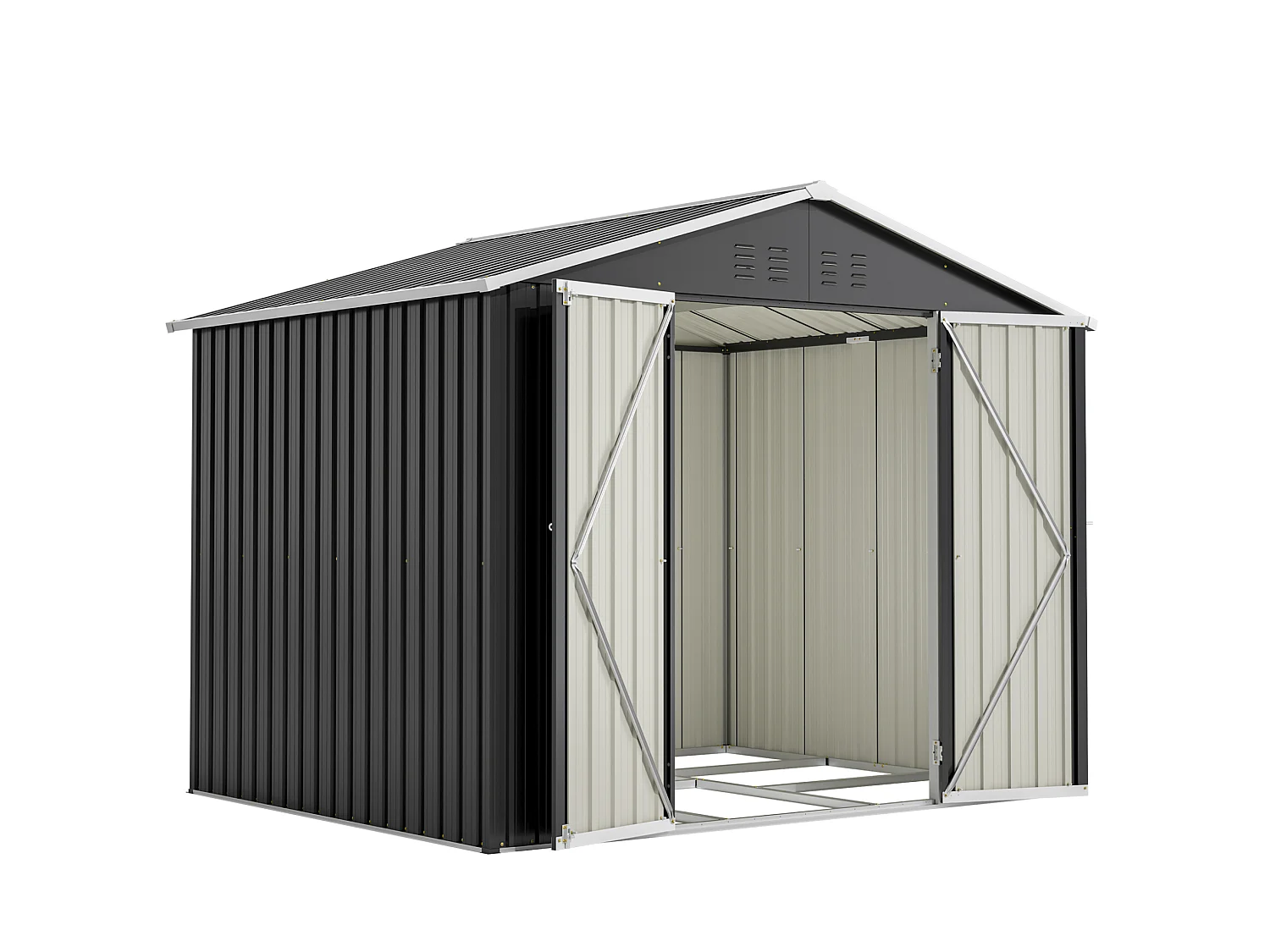 4,13 m² Metalen tuinschuur met schuifdeur en 4 ventilatieopeningen - Grijs