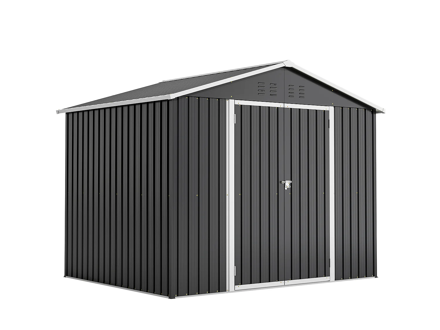 4,13 m² Metalen tuinschuur met schuifdeur en 4 ventilatieopeningen - Grijs